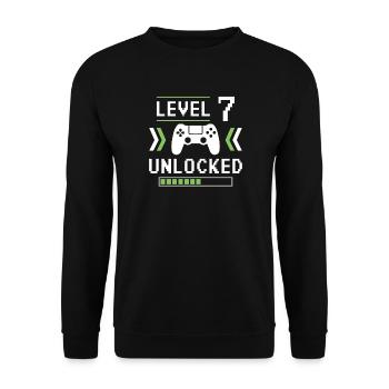Level 7 Unlocked - Unisex Sweatshirt - black - Front - Alina (178cm) & Michal (187cm)