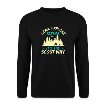 Girl Scout Leader Lead Explore Repeat Scout - Unisex Pullover - Schwarz - Vorne - Alina (178cm) & Michal (187cm)