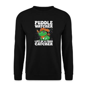 Frog Catcher Puddle Watcher Life Of A Frog - Unisex Sweatshirt - black - Front - Alina (178cm) & Michal (187cm)