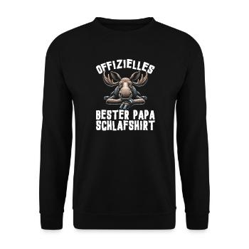Offizielles Bester Papa Schlafshirt Elch Vatertag - Unisex Pullover - Schwarz - Vorne - Alina (178cm) & Michal (187cm)