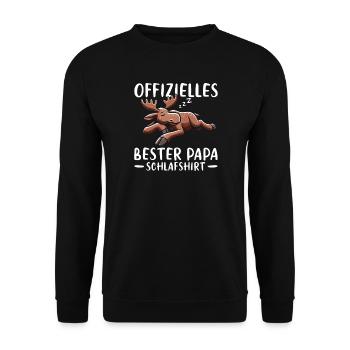 Offizielles Bester Papa Schlafshirt Elch Vatertag - Unisex Pullover - Schwarz - Vorne - Alina (178cm) & Michal (187cm)
