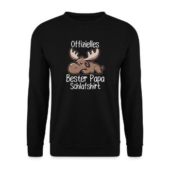 Offizielles Bester Papa Schlafshirt Elch Vatertag - Unisex Pullover - Schwarz - Vorne - Alina (178cm) & Michal (187cm)