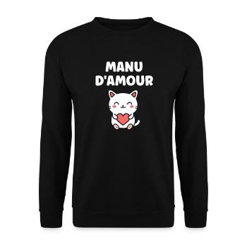 Manu D'Amour Katzenherz - Unisex Pullover - Schwarz - Vorne - Alina (178cm) & Michal (187cm)
