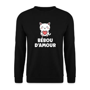 Chaton cœur Bébou d'Amour - Sweat-shirt Unisexe - noir - Devant - Alina (178cm) & Michal (187cm)