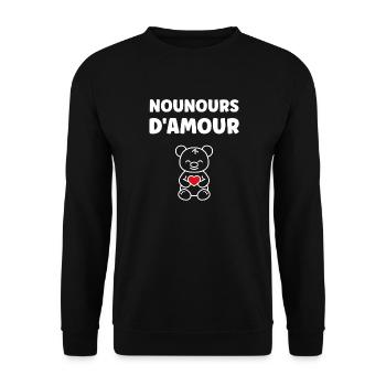 Red Heart Love Teddybär - Unisex Pullover - Schwarz - Vorne - Alina (178cm) & Michal (187cm)