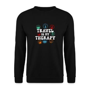 Passport Stamp World Travel Adventure Gift - Unisex Sweatshirt - black - Front - Alina (178cm) & Michal (187cm)