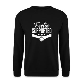 Social Worker Quote Feelin Supported Social Work - Unisex Sweatshirt - black - Front - Alina (178cm) & Michal (187cm)