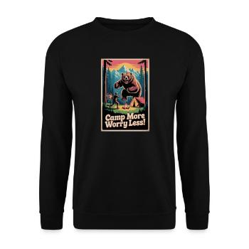 Camp Mach dir weniger Sorgen - Unisex Pullover - Schwarz - Vorne - Alina (178cm) & Michal (187cm)