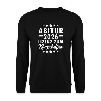 Abi 2026 - Lizenz Zum Klugscheißen - Unisex Pullover - Schwarz - Vorne - Alina (178cm) & Michal (187cm)