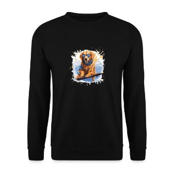 Golden Retriever Hund Snowboard - Unisex Pullover - Schwarz - Vorne - Alina (178cm) & Michal (187cm)
