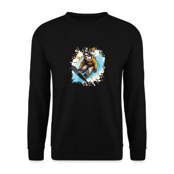 Husky Hund Snowboard - Unisex Pullover - Schwarz - Vorne - Alina (178cm) & Michal (187cm)