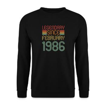 Legendary since February 1986, Retro, Geburtstag - Unisex Pullover - Schwarz - Vorne - Alina (178cm) & Michal (187cm)