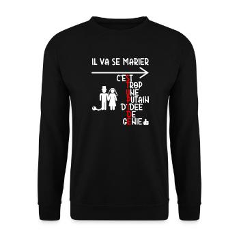Tenue EVG Mariage Humour - Sweat-shirt Unisexe - noir - Devant - Alina (178cm) & Michal (187cm)
