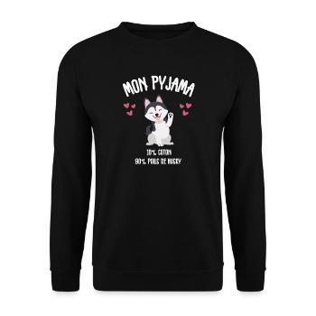 Husky Hair Pyjamas Humor - Unisex Pullover - Schwarz - Vorne - Alina (178cm) & Michal (187cm)
