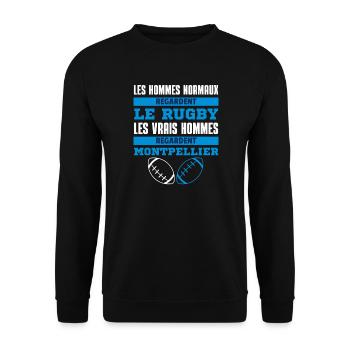 Rugby Montpellier Vrais Hommes - Sweat-shirt Unisexe - noir - Devant - Alina (178cm) & Michal (187cm)