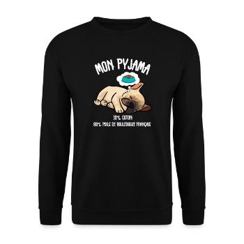 Pyjama Poils Chien Bouledogue Français - Sweat-shirt Unisexe - noir - Devant - Alina (178cm) & Michal (187cm)