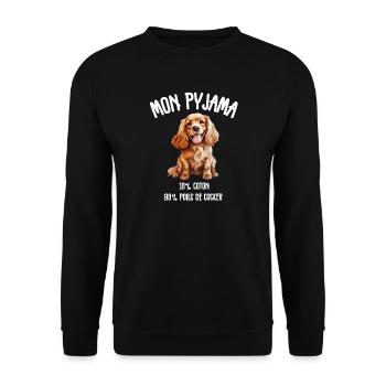 Cocker Spaniel Hundehaar-Pyjamas - Unisex Pullover - Schwarz - Vorne - Alina (178cm) & Michal (187cm)