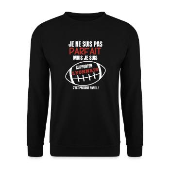 Anhänger Lyonnais Rugby Humor - Unisex Pullover - Schwarz - Vorne - Alina (178cm) & Michal (187cm)