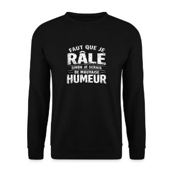 Funny complainer I have to moan bad mood - Unisex Sweatshirt - black - Front - Alina (178cm) & Michal (187cm)