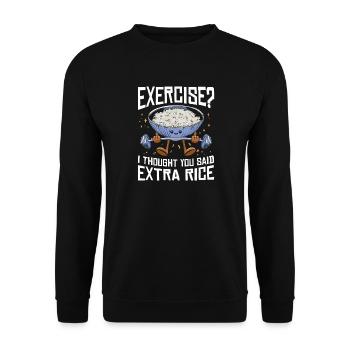 Rice Lover Gift Exercise Extra Rice - Unisex Sweatshirt - black - Front - Alina (178cm) & Michal (187cm)