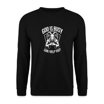 God Is Busy Goat Graphic Tee - Unisex Pullover - Schwarz - Vorne - Alina (178cm) & Michal (187cm)