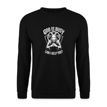 Goat Demon God Is Busy - Unisex Sweatshirt - black - Front - Alina (178cm) & Michal (187cm)