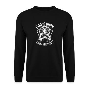 Praying Goat God Is Busy - Unisex Sweatshirt - black - Front - Alina (178cm) & Michal (187cm)