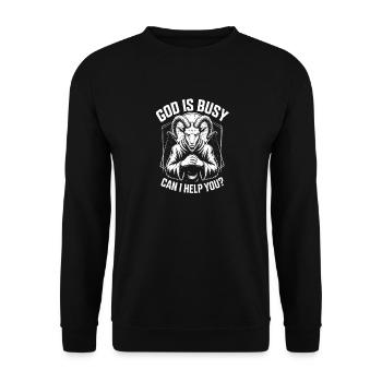 Goat Deity Prayer: God Is Busy - Unisex Sweatshirt - black - Front - Alina (178cm) & Michal (187cm)
