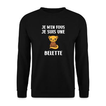 Belette Attitude Je M'en Fous - Sweat-shirt Unisexe - noir - Devant - Alina (178cm) & Michal (187cm)
