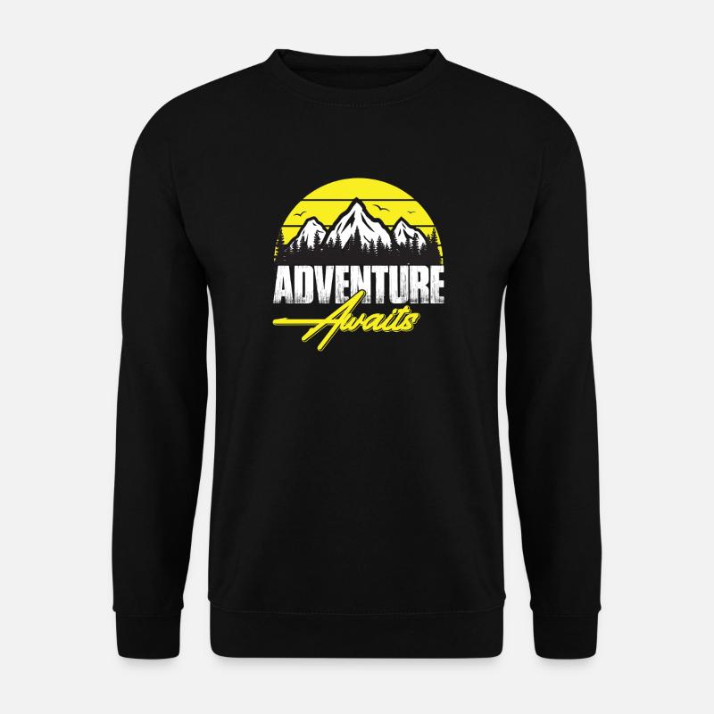 Abenteuer wartet Berglandschaft Neon - Unisex Pullover - Schwarz
