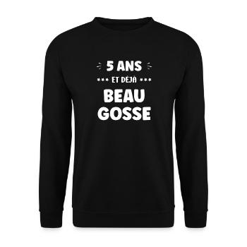 5 Jahre alt, schon gutaussehend - Unisex Pullover - Schwarz - Vorne - Alina (178cm) & Michal (187cm)