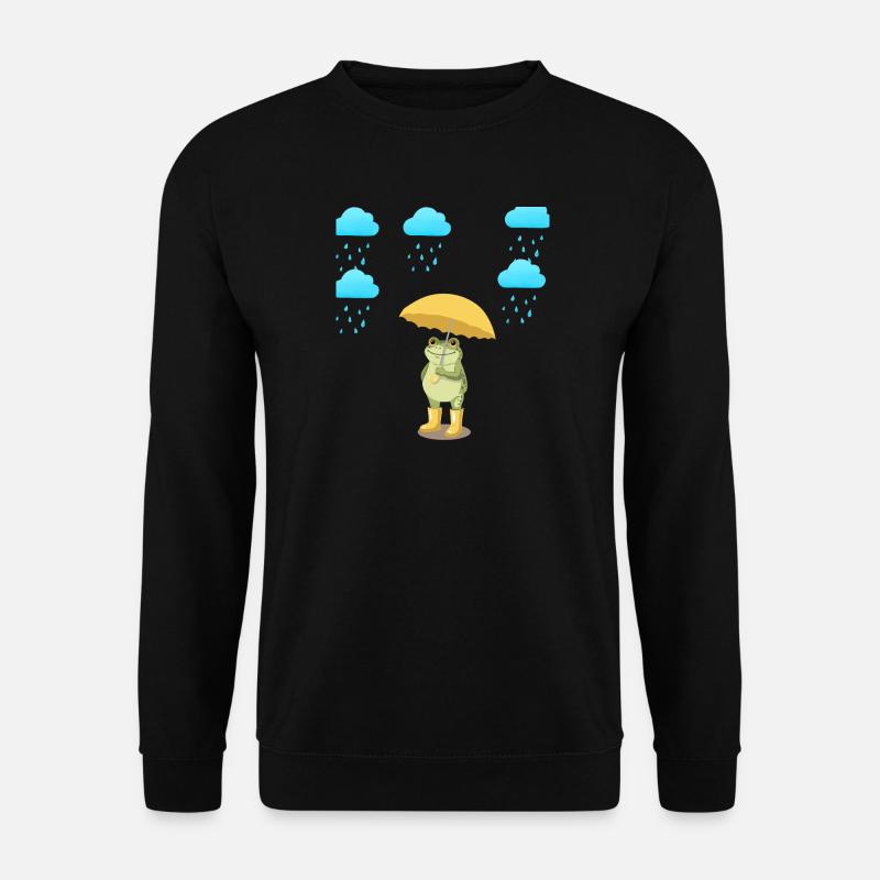Frosch mit Regenschirm im Regen - Unisex Pullover - Schwarz