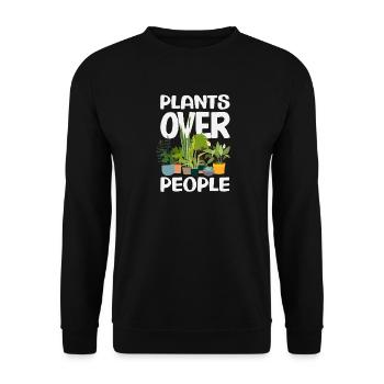Plant Lovers Over People Succulent Plant - Unisex Sweatshirt - black - Front - Alina (178cm) & Michal (187cm)