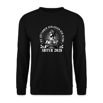 Abitur 2026 Die Göttinnen Verlassen Den Olymp - Unisex Pullover - Schwarz - Vorne - Alina (178cm) & Michal (187cm)