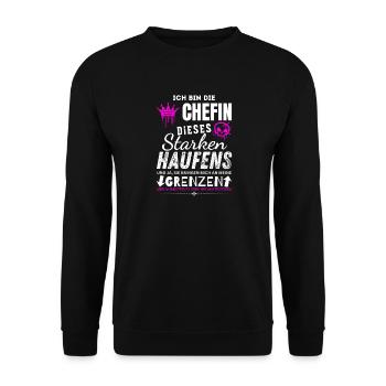 Chefin dieses starken Haufens Chefin Geschenke - Unisex Sweatshirt - black - Front - Alina (178cm) & Michal (187cm)