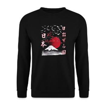 Japan Vintage Land der aufgehenden Sonne - Unisex Pullover - Schwarz - Vorne - Alina (178cm) & Michal (187cm)