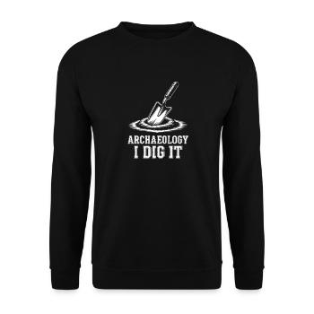 Archaeology I Dig It Spade Tee - Unisex Sweatshirt - black - Front - Alina (178cm) & Michal (187cm)