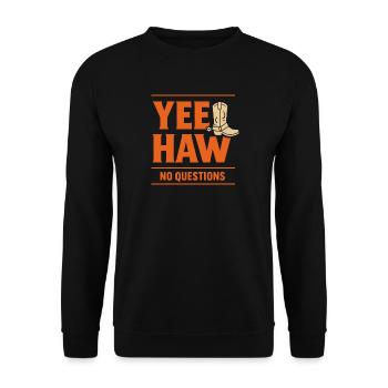 Lustiges Pronomen Yee Haw T-shirt Cowboy Humor - Unisex Pullover - Schwarz - Vorne - Alina (178cm) & Michal (187cm)