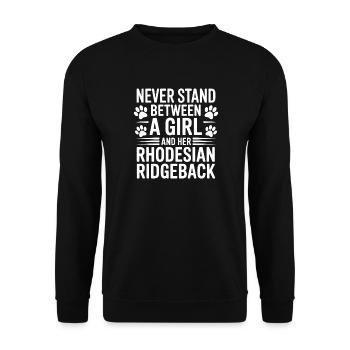 Rhodesian Ridgeback Sprüche Lustiges Hund Geschenk - Unisex Pullover - Schwarz - Vorne - Alina (178cm) & Michal (187cm)