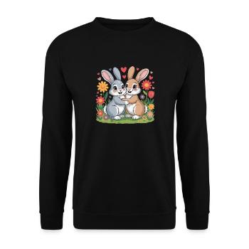 Amour du couple de bandes dessinées Bunny - Sweat-shirt Unisexe - noir - Devant - Alina (178cm) & Michal (187cm)