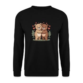 Bear Couple Heart - Unisex Sweatshirt - black - Front - Alina (178cm) & Michal (187cm)