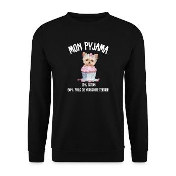 Yorkshire Terrier Humor-Pyjamas - Unisex Pullover - Schwarz - Vorne - Alina (178cm) & Michal (187cm)