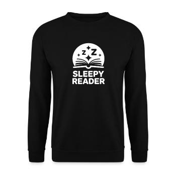 Sleepy Reader Lesen - Unisex Pullover - Schwarz - Vorne - Alina (178cm) & Michal (187cm)