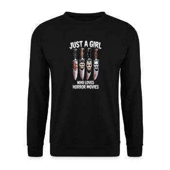 Just A Girl Who Loves Horror Movies - Unisex Sweatshirt - black - Front - Alina (178cm) & Michal (187cm)