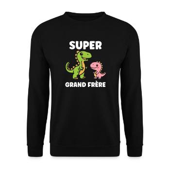 Super Grand Frère Dinosaure - Sweat-shirt Unisexe - noir - Devant - Alina (178cm) & Michal (187cm)