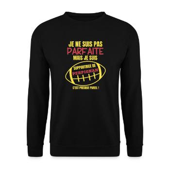 Supportrice de Perpignan Humour - Sweat-shirt Unisexe - noir - Devant - Alina (178cm) & Michal (187cm)