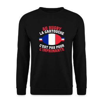 Supporter Rugby Cartouche Humour - Sweat-shirt Unisexe - noir - Devant - Alina (178cm) & Michal (187cm)