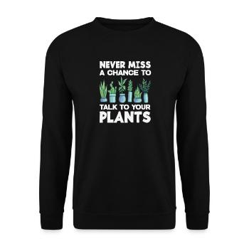 Talk to your plant lover Plants - Unisex Sweatshirt - black - Front - Alina (178cm) & Michal (187cm)