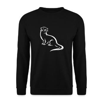 Otter - Playful Wildlife Line Art Nature Design - Unisex Sweatshirt - black - Front - Alina (178cm) & Michal (187cm)