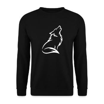 Silhouette du Loup Hurlant – Animal Sauvage Mystique - Sweat-shirt Unisexe - noir - Devant - Alina (178cm) & Michal (187cm)